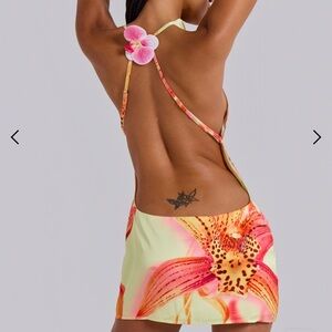 Jaded London Floral Midi Dress - Yellow and Pink